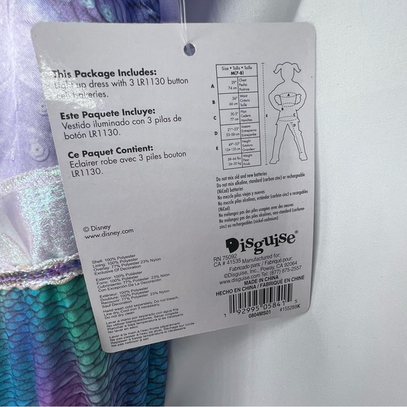 Disney Princess The Little Mermaid Ariel Girls Costume Size Medium (7/8) NWT - Picture 4 of 11